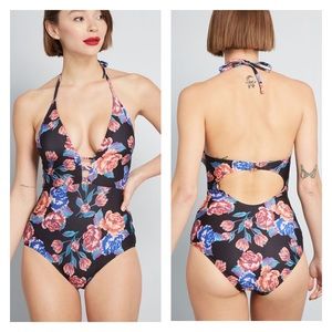 New Modcloth Pamela Floral One-Piece Swimsuit XS